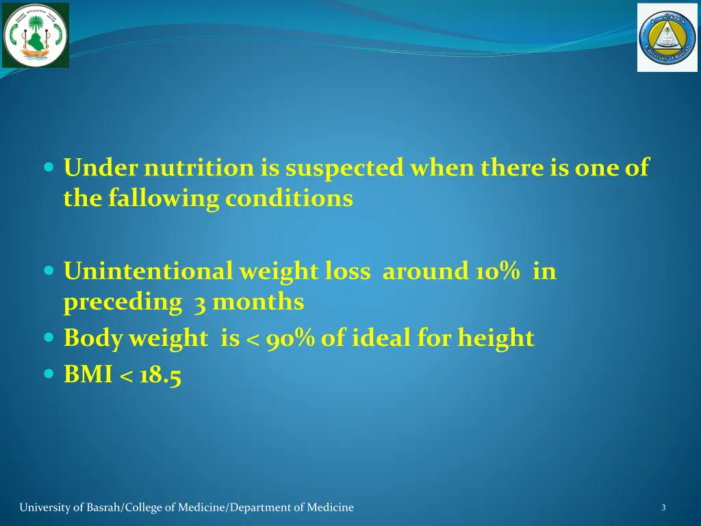 under nutrition is suspected when there