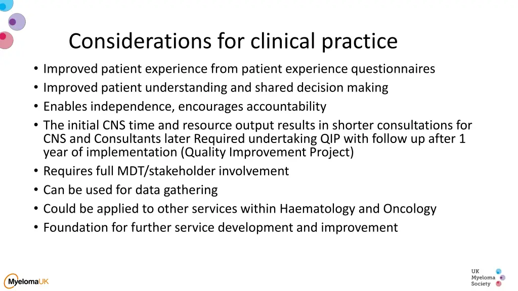 considerations for clinical practice improved