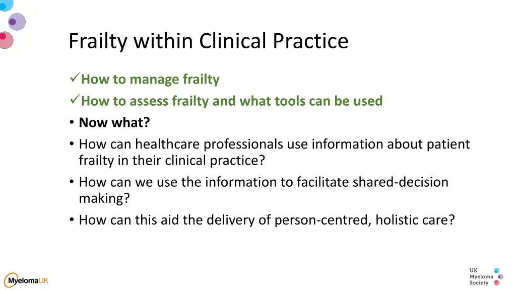 frailty within clinical practice