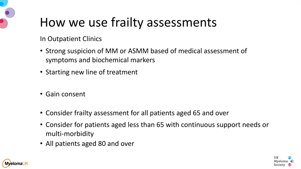 how we use frailty assessments