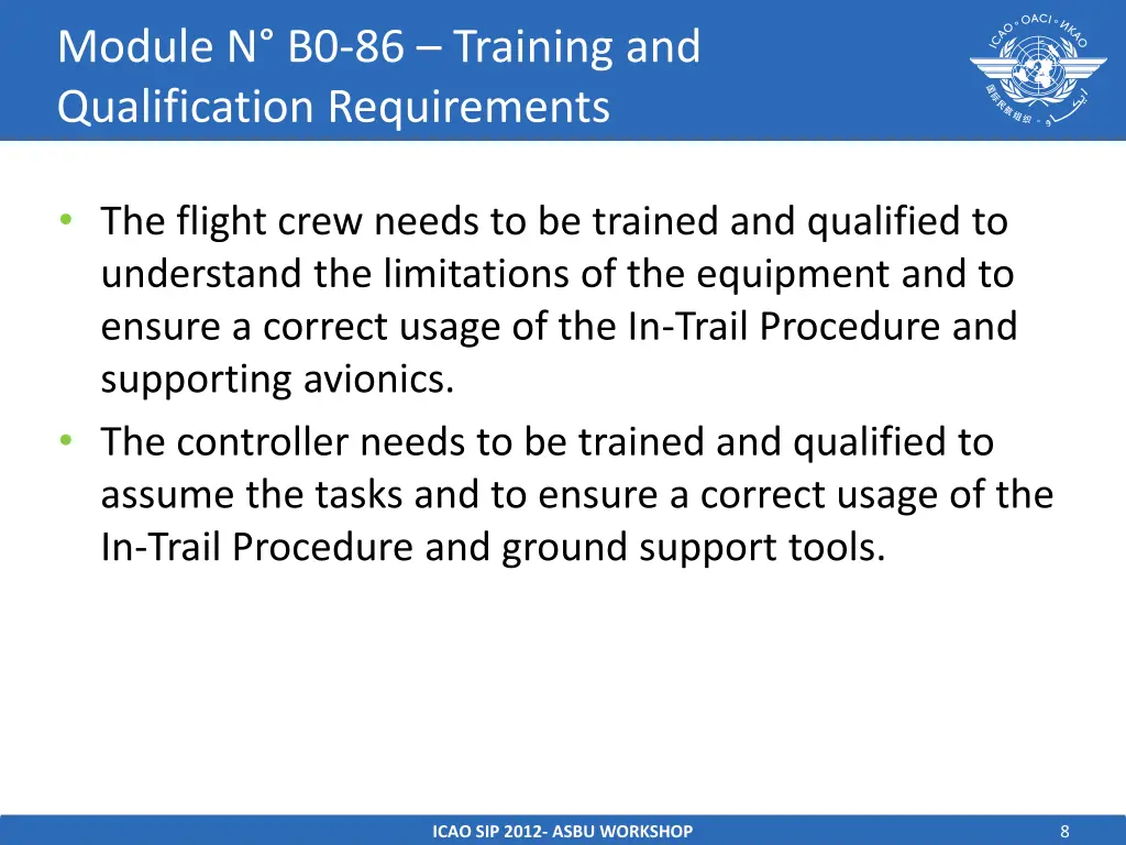 module n b0 86 training and qualification