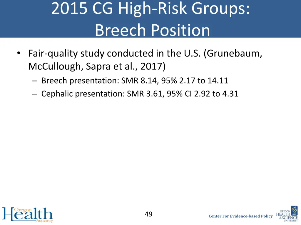 2015 cg high risk groups breech position