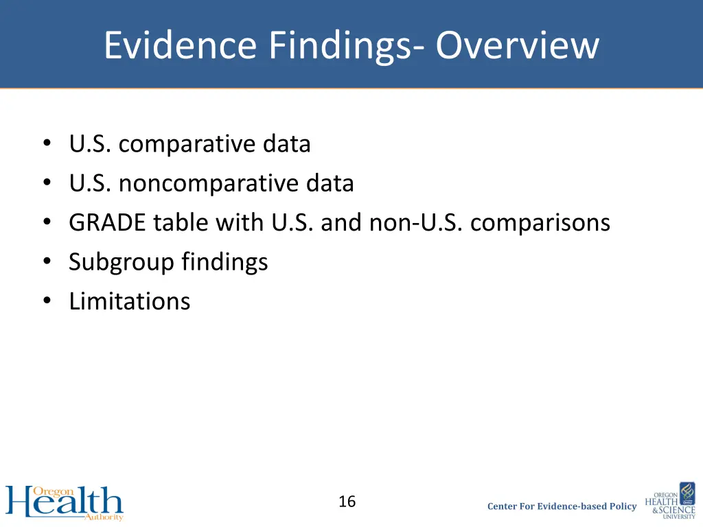 evidence findings overview