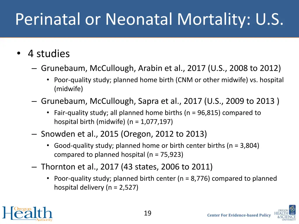 perinatal or neonatal mortality u s