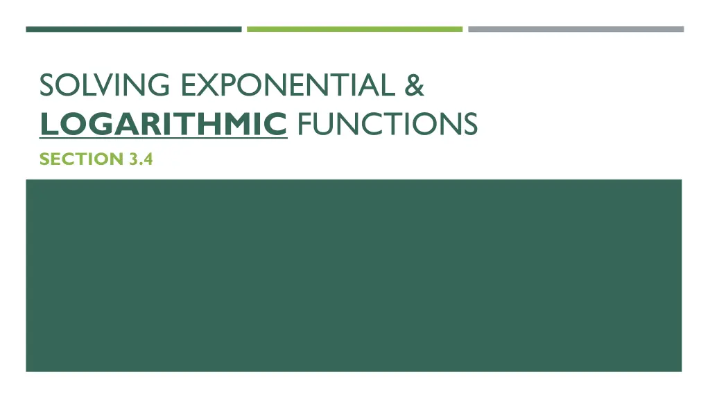 solving exponential logarithmic functions section