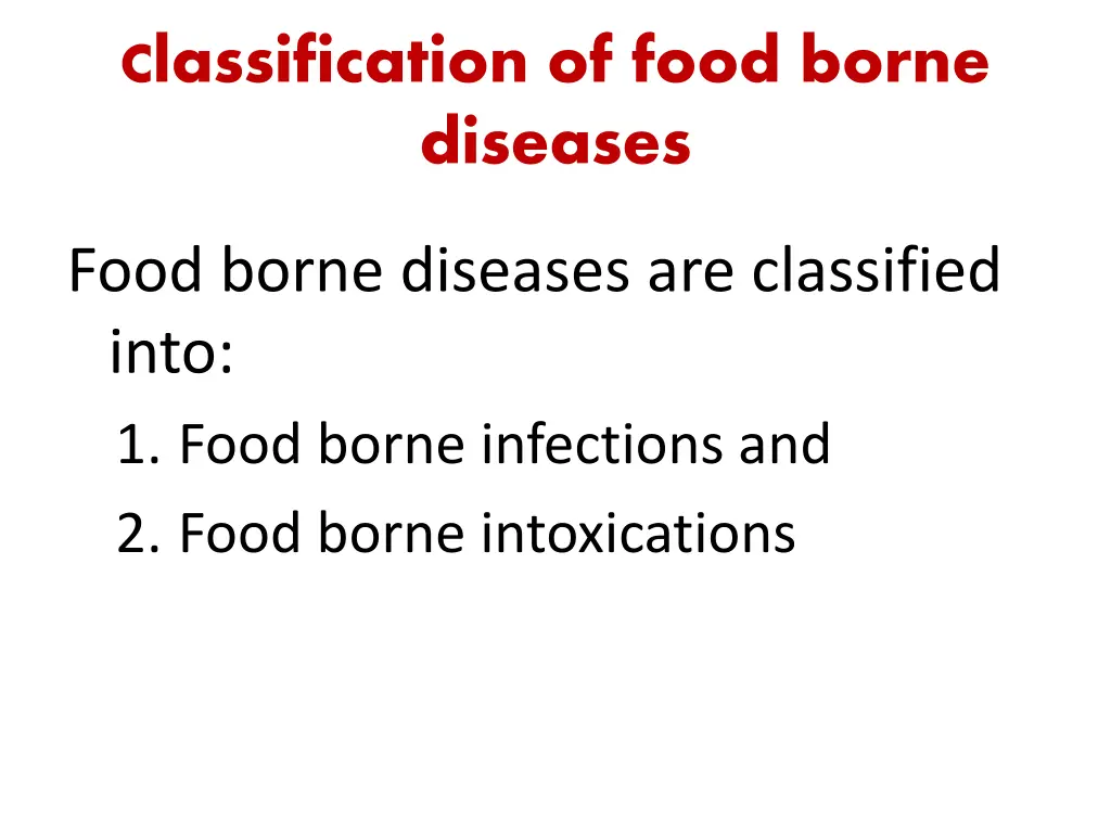 c lassification of food borne diseases