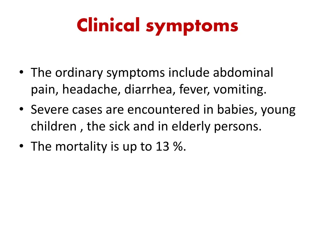 clinical symptoms