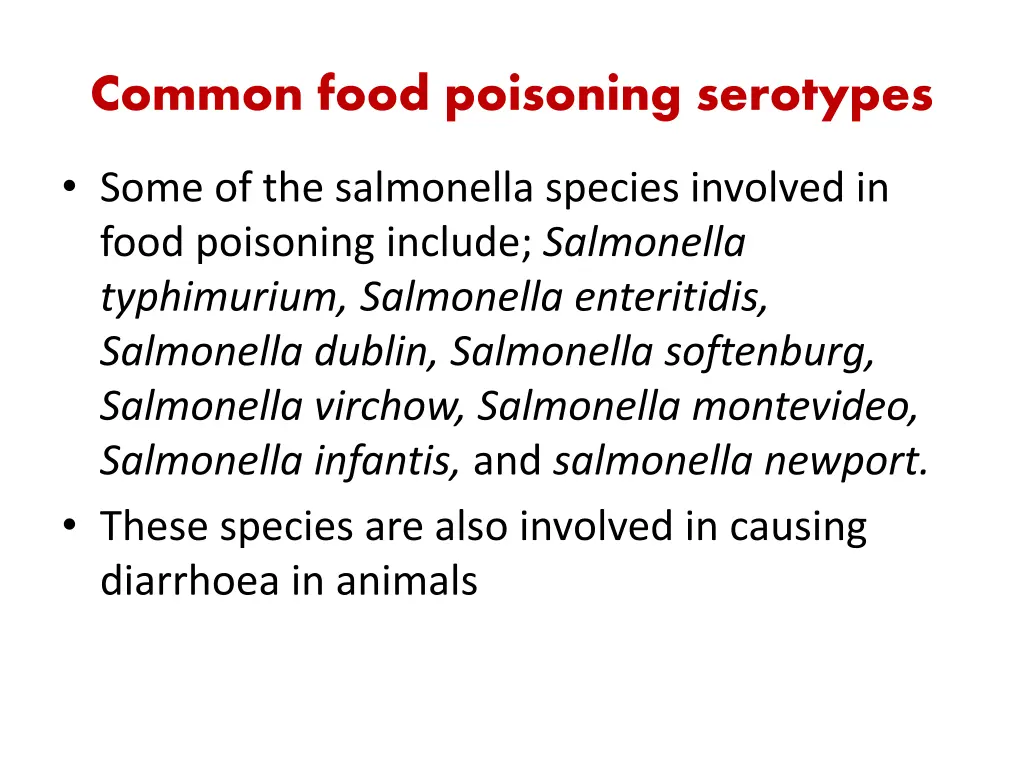 common food poisoning serotypes