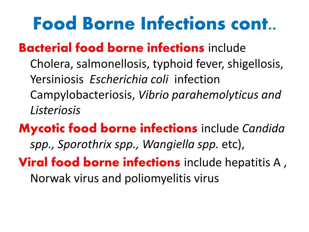 food borne infections cont