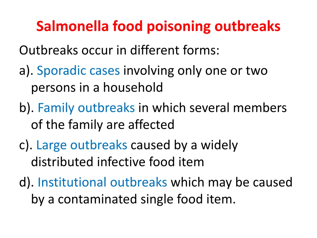 salmonella food poisoning outbreaks