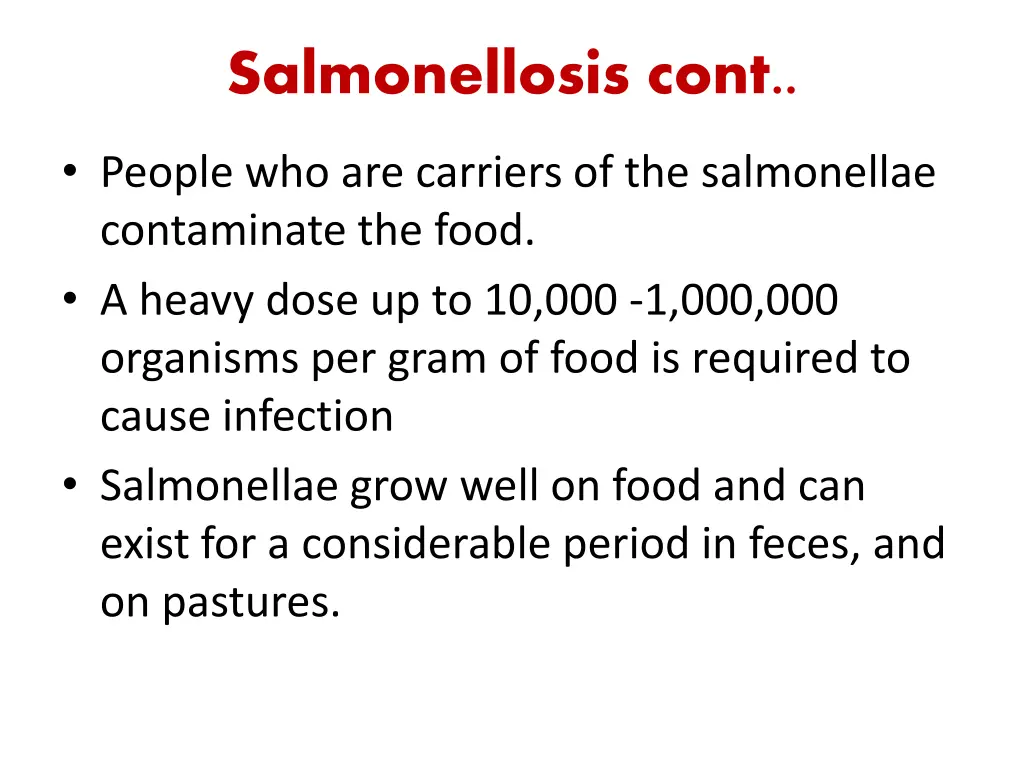 salmonellosis cont