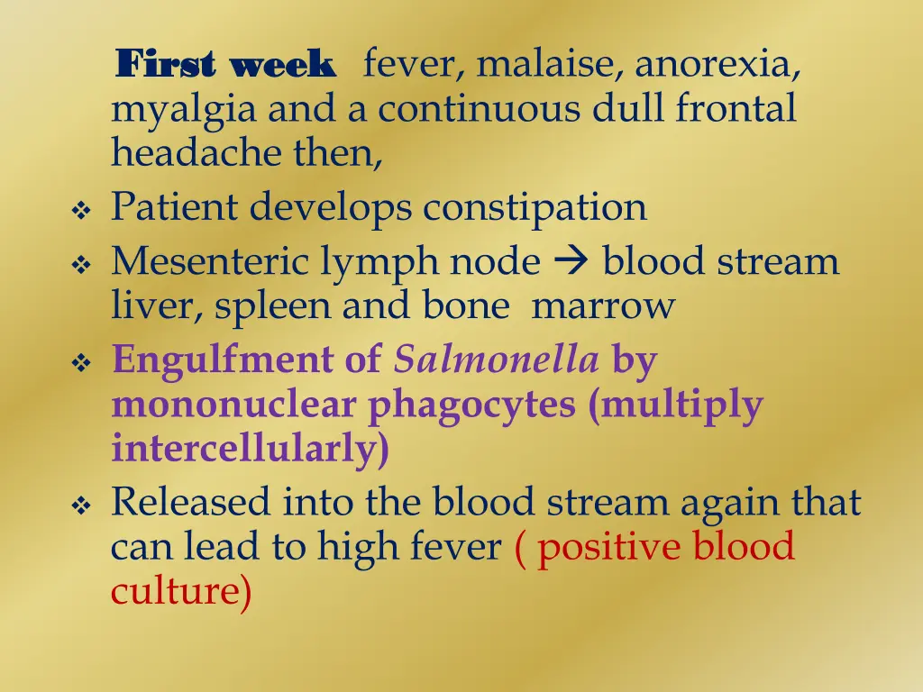 first week first week fever malaise anorexia