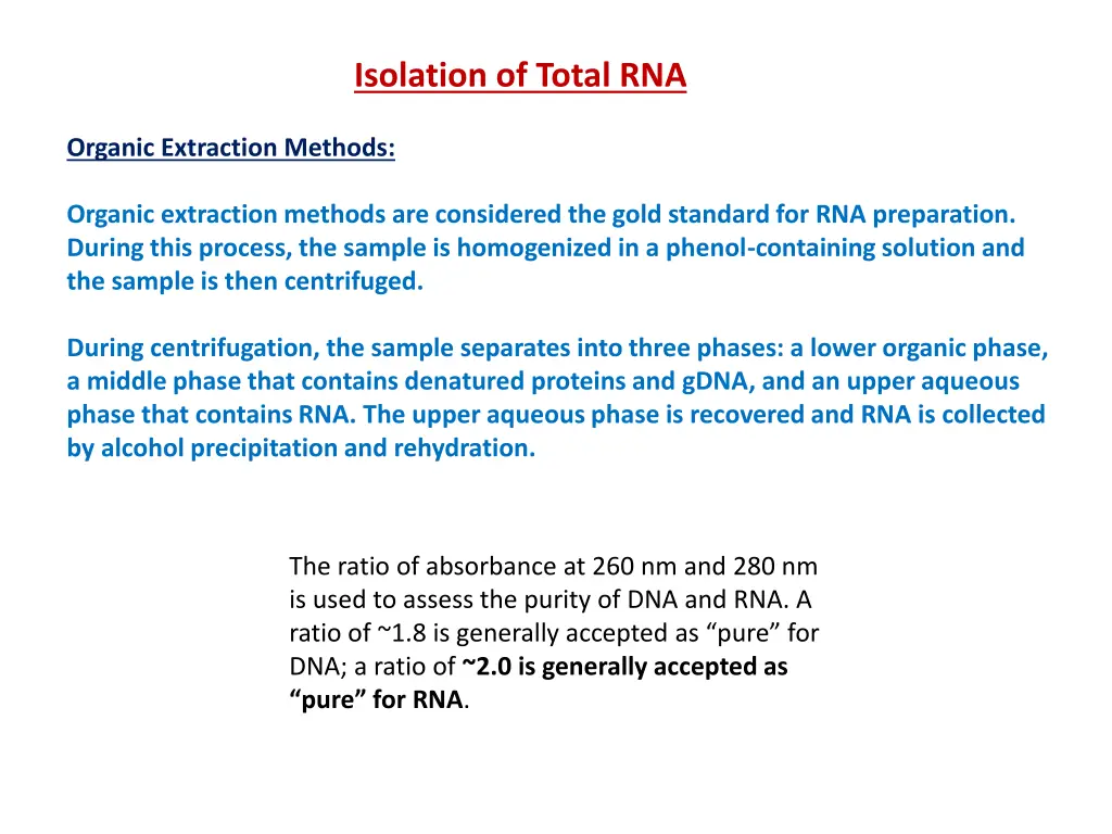 isolation of total rna