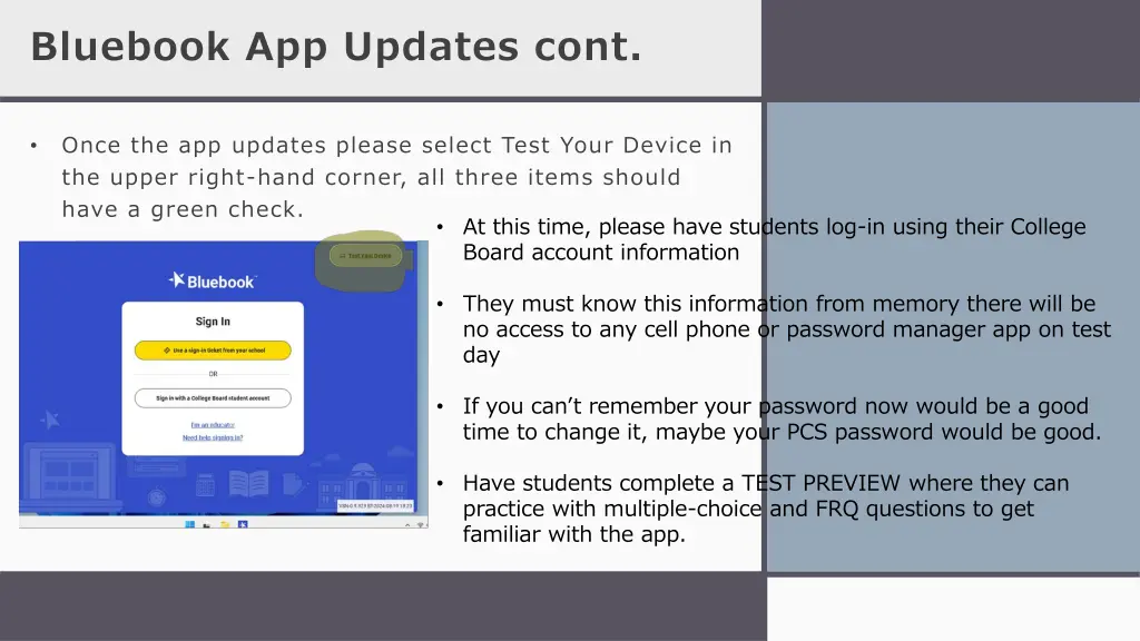 bluebook app updates cont