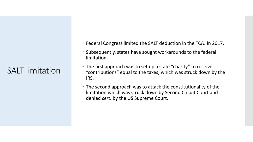 federal congress limited the salt deduction