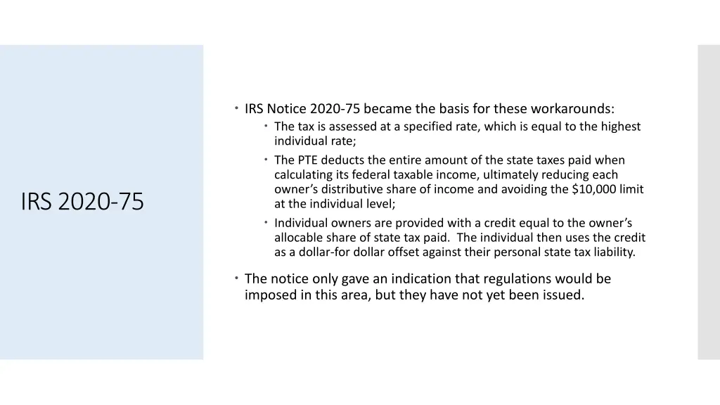 irs notice 2020 75 became the basis for these
