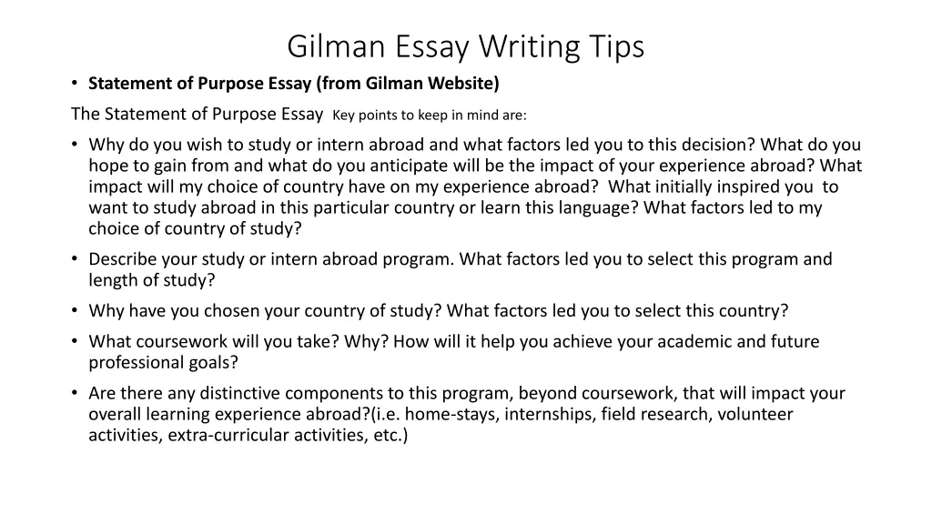 gilman essay writing tips