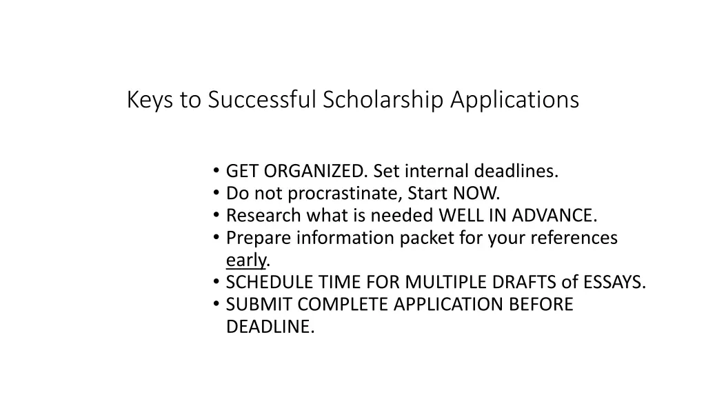 keys to successful scholarship applications