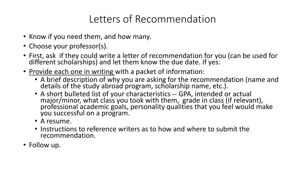 letters of recommendation