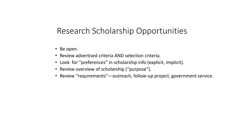 research scholarship opportunities