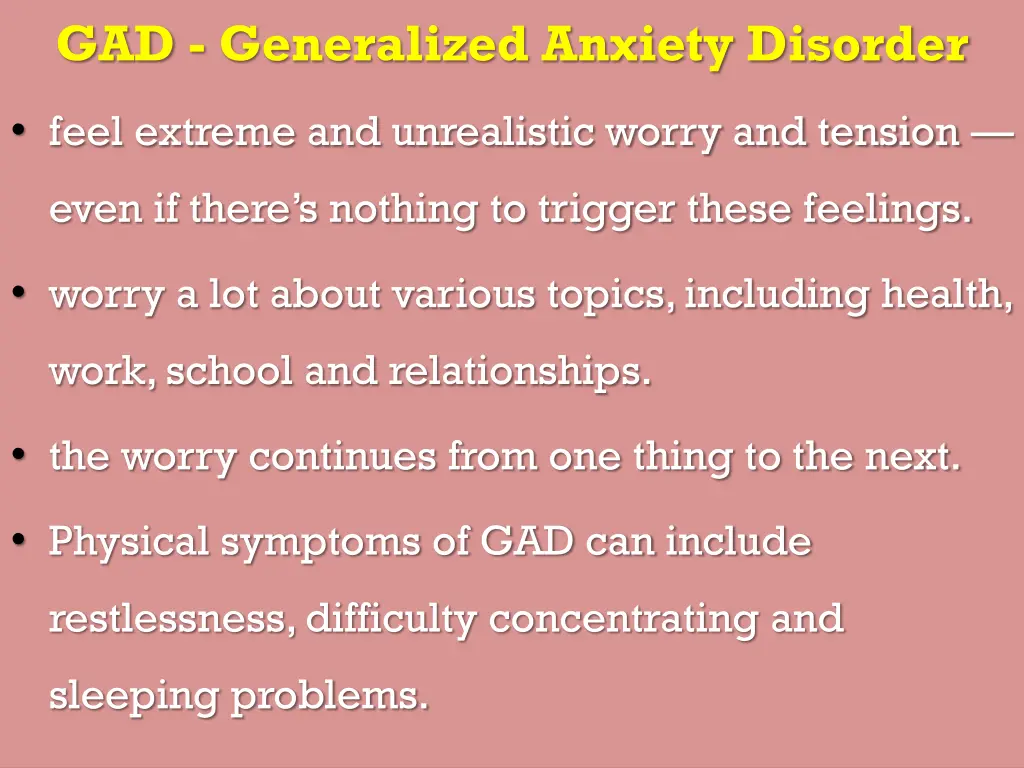 gad generalized anxiety disorder