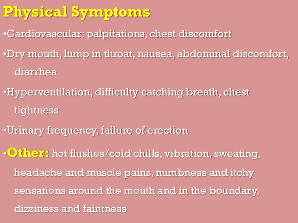physical symptoms