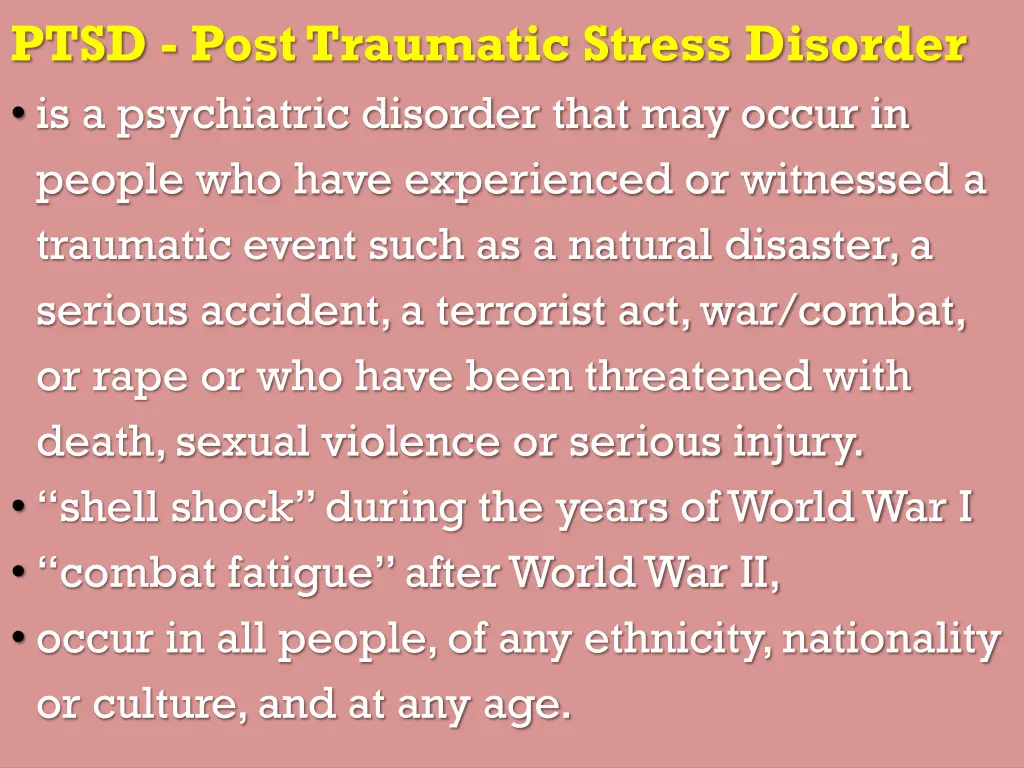 ptsd post traumatic stress disorder