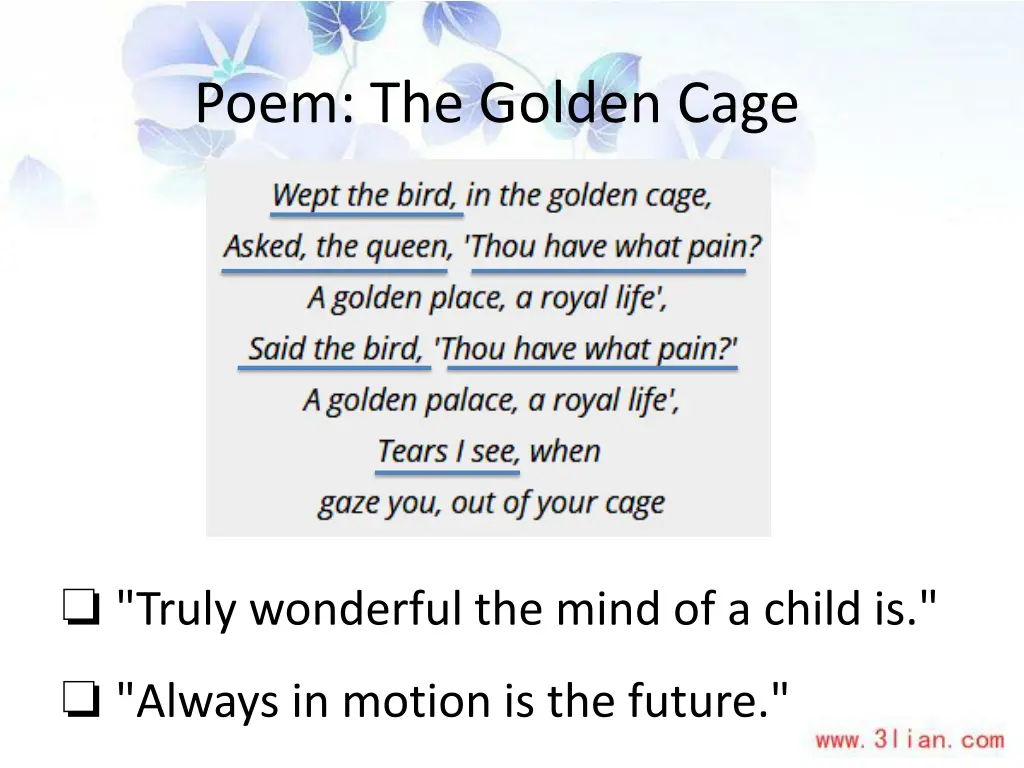poem the golden cage