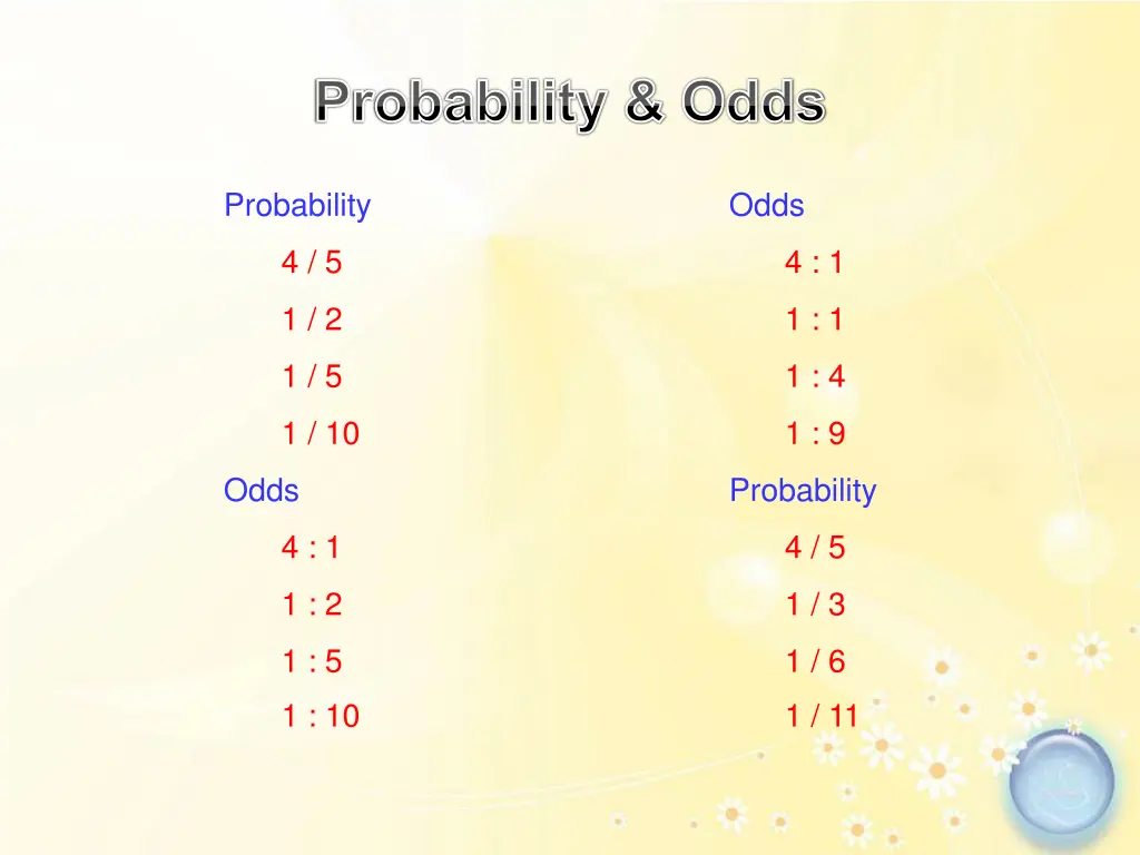 probability odds