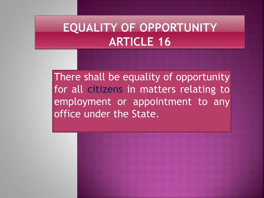 equality of opportunity article 16