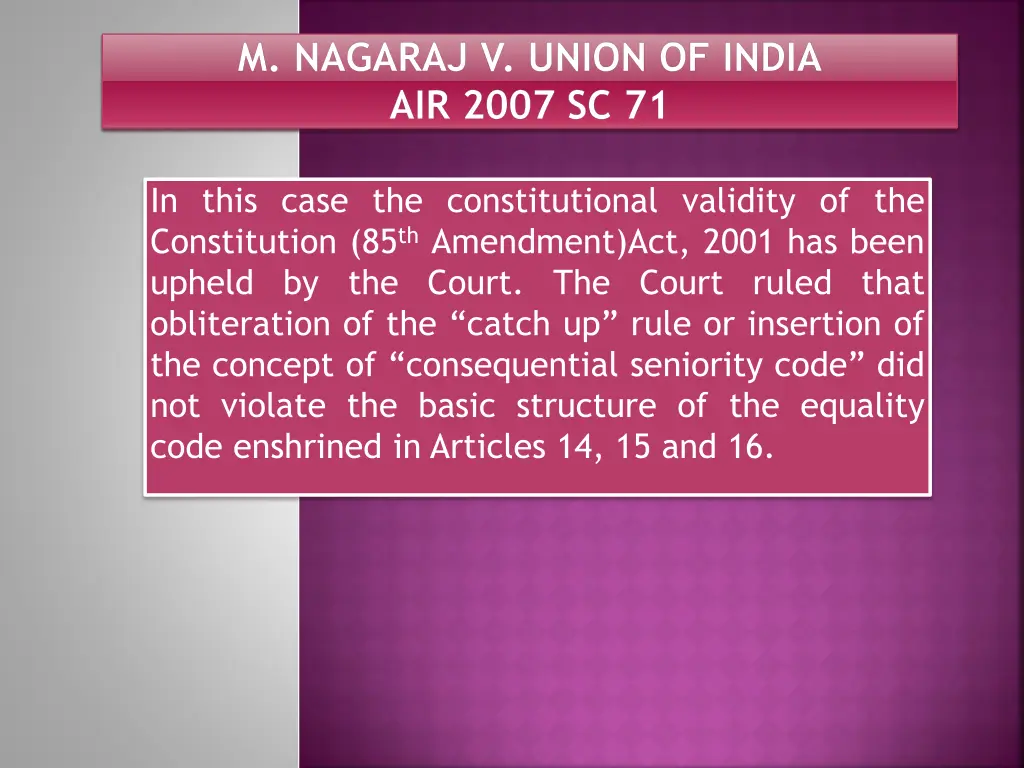m nagaraj v union of india air 2007 sc 71
