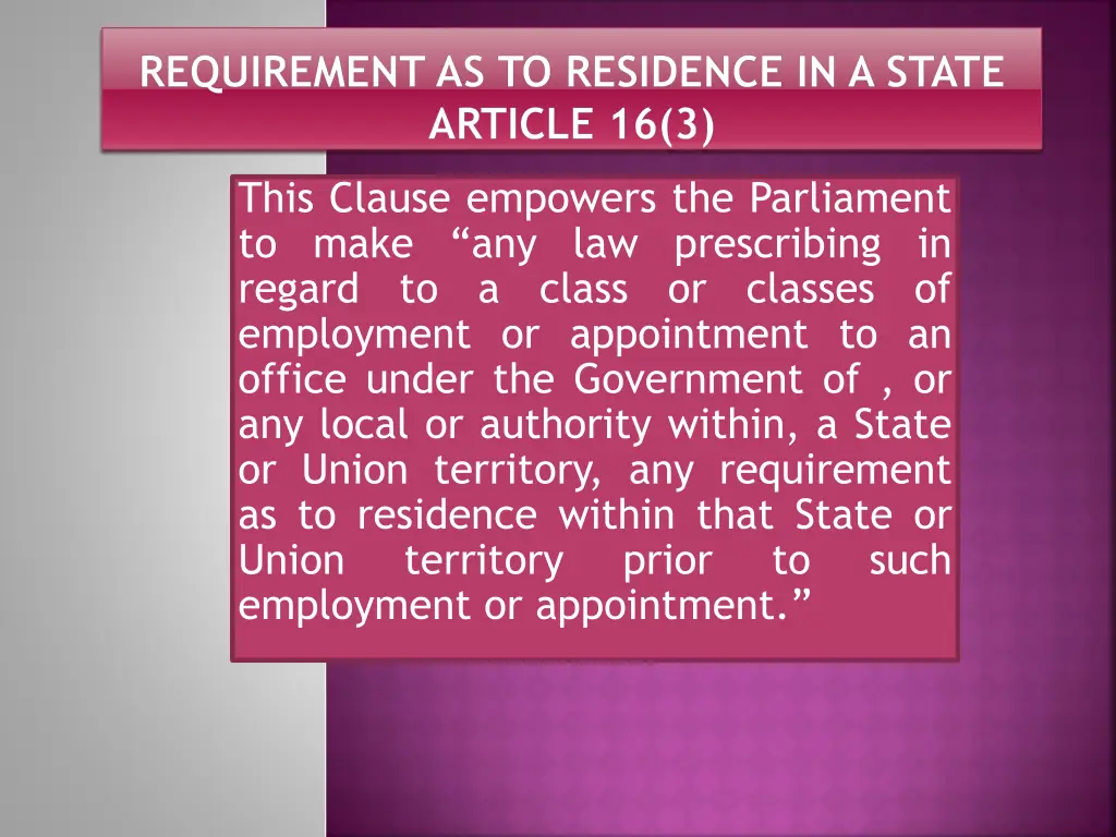 requirement as to residence in a state article