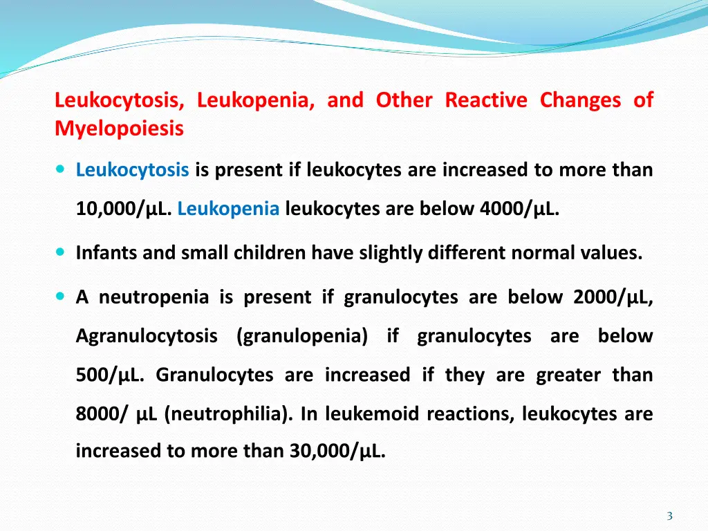 leukocytosis leukopenia and other reactive