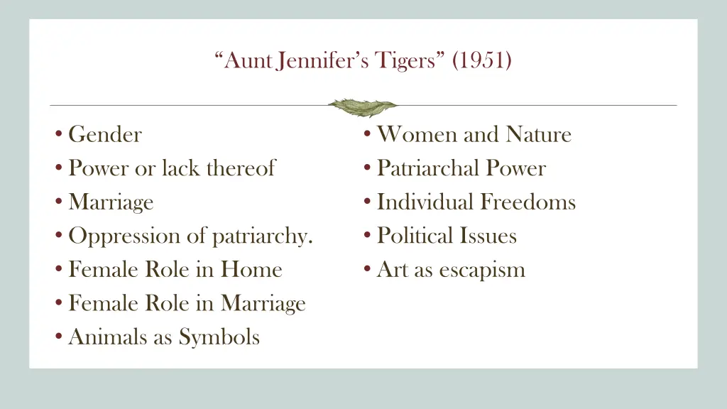 aunt jennifer s tigers 1951