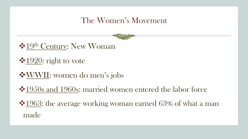 the women s movement 1