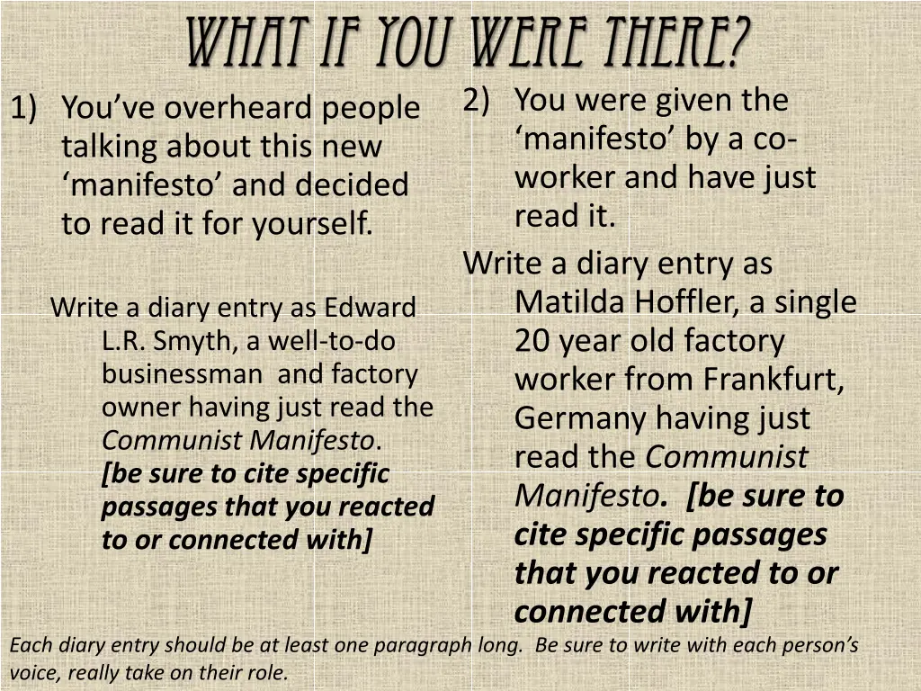 2 you were given the manifesto by a co worker