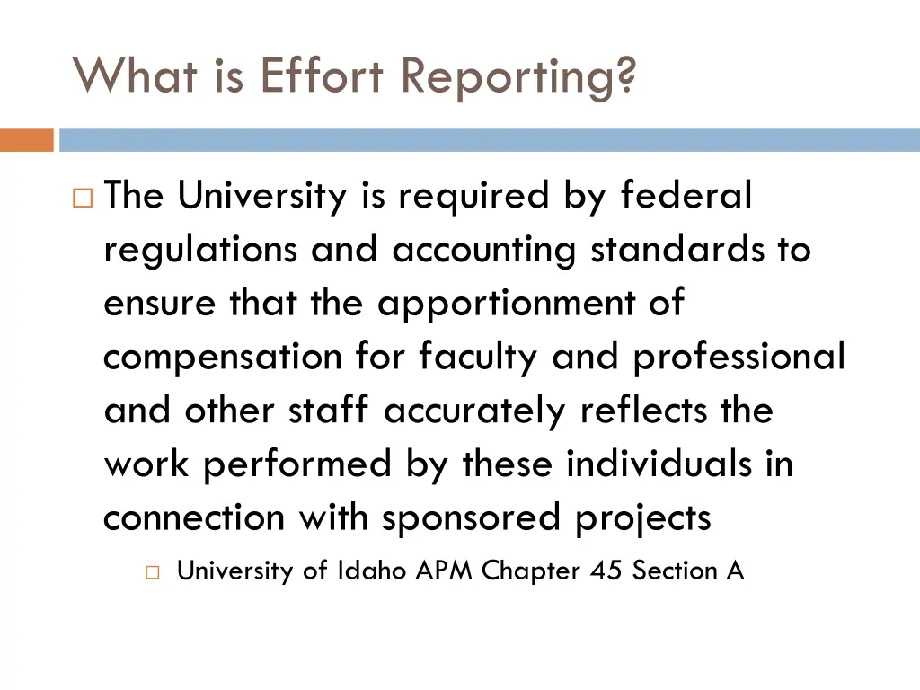 what is effort reporting 1