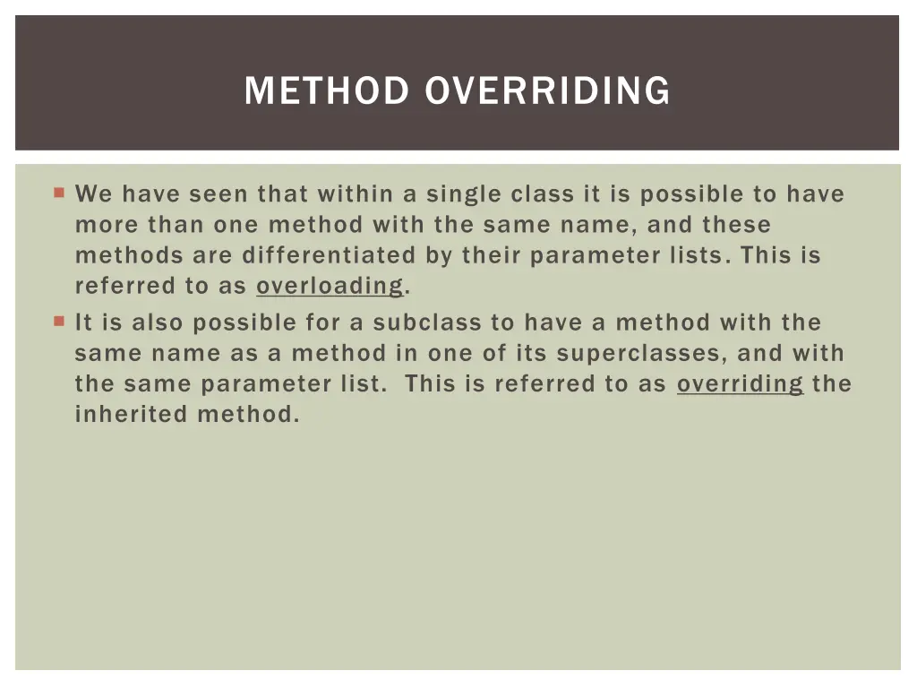 method overriding