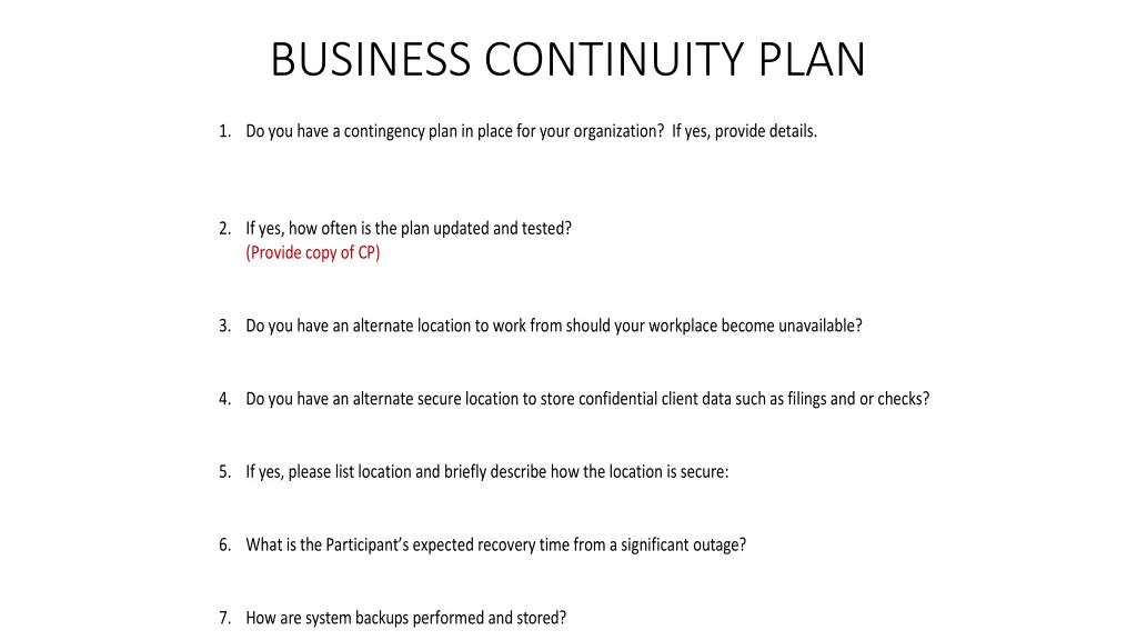 business continuity plan