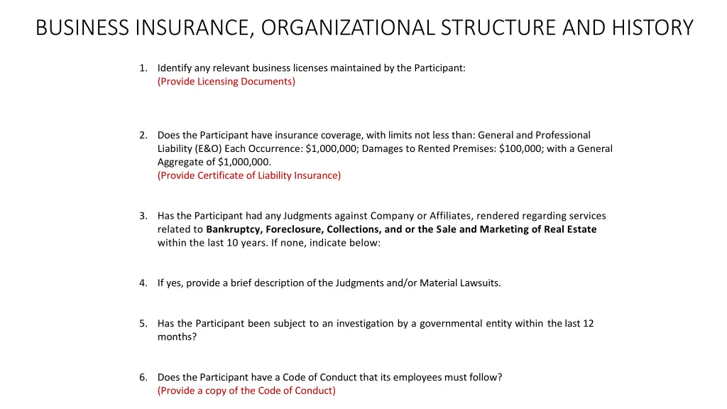 business insurance organizational structure