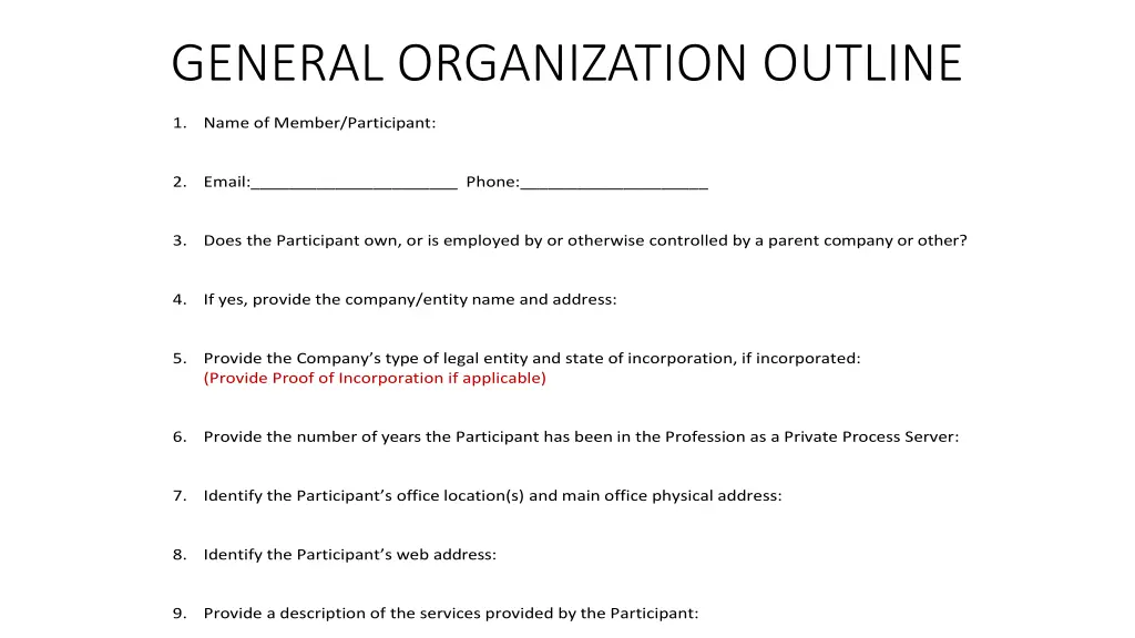 general organization outline