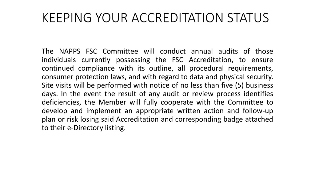 keeping your accreditation status