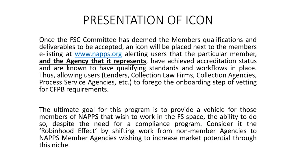 presentation of icon
