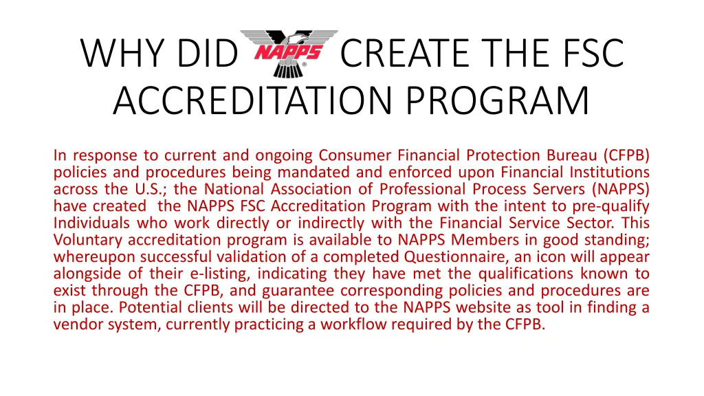 why did create the fsc accreditation program
