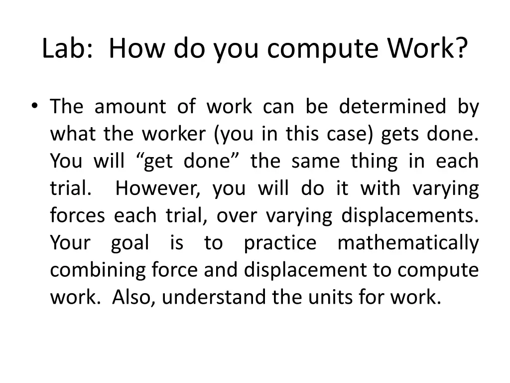 lab how do you compute work