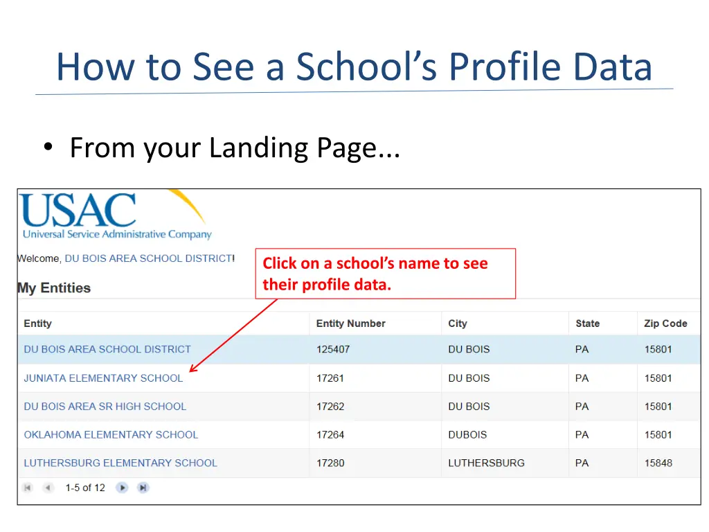 how to see a school s profile data
