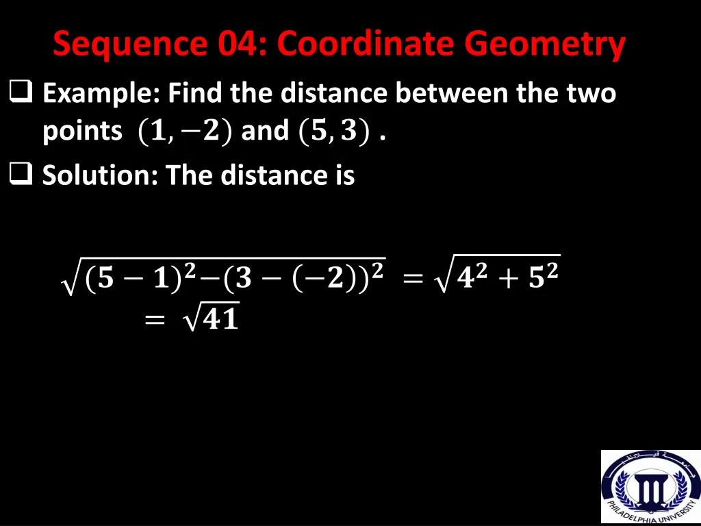 sequence 04 coordinate geometry example find