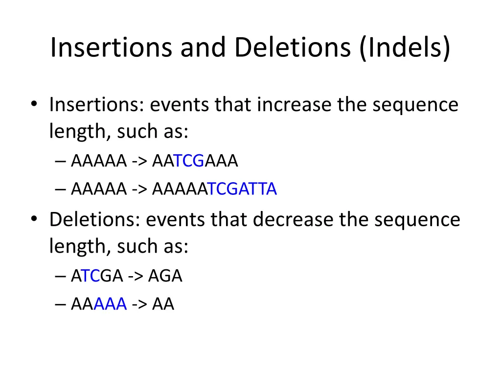 insertions and deletions indels