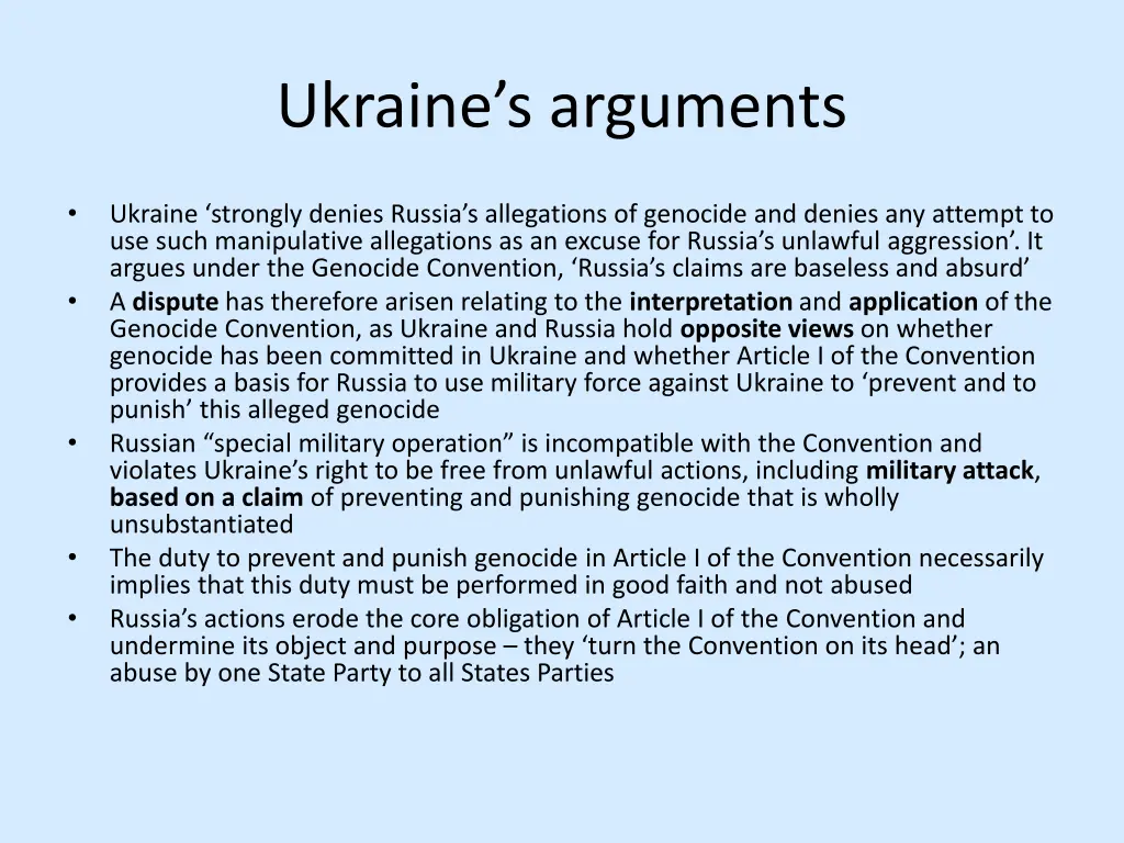 ukraine s arguments