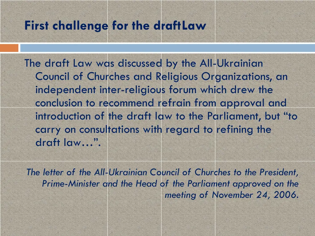 first challenge for the draftlaw